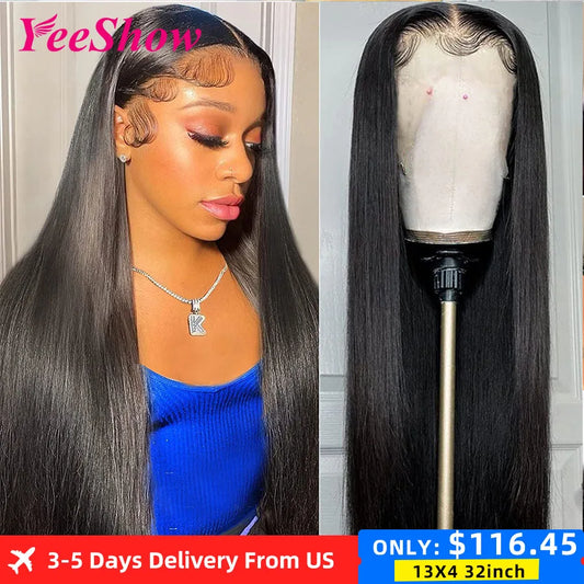 Straight Lace Front Wigs 13x6 HD Transparent Lace Frontal Wig Pre Plucked Remy 13x4 Brazilian Straight Human Hair Wigs For Women